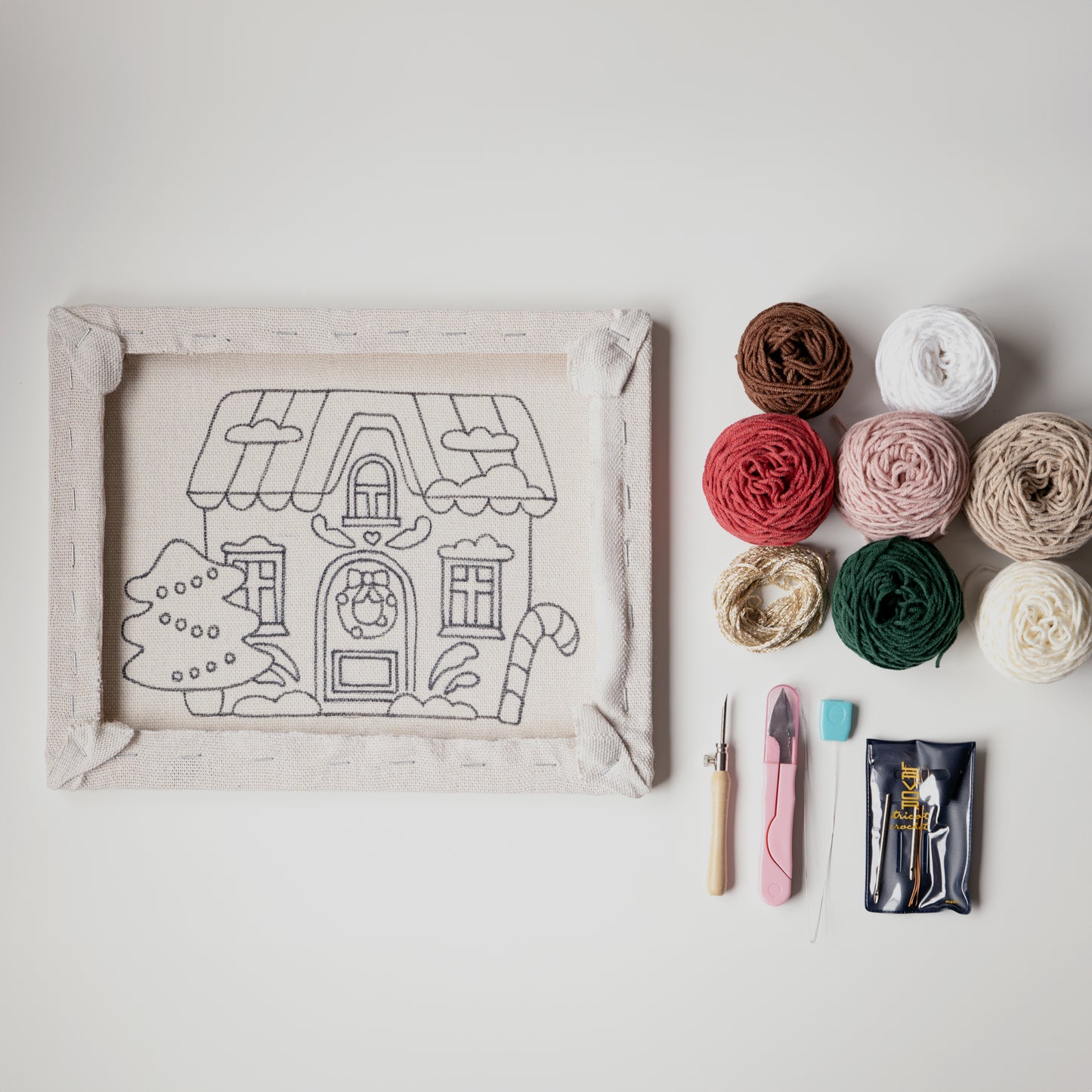 Kit de punch needle "Gingerbread house"