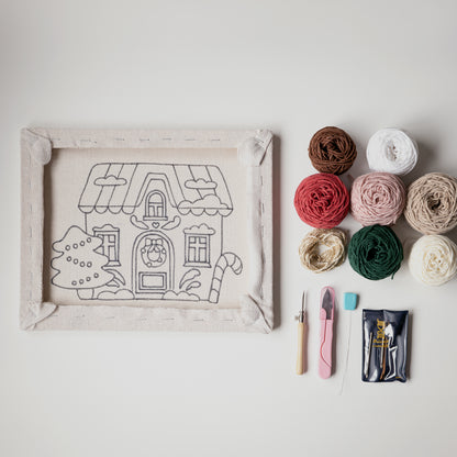 Kit de punch needle "Gingerbread house"