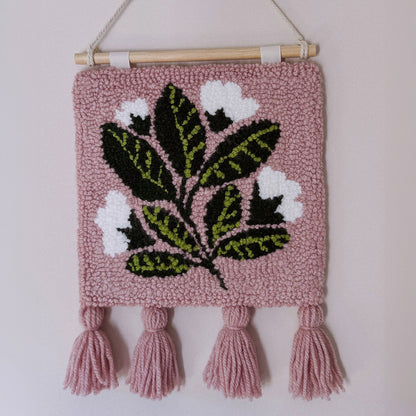 Digital Punch Needle Pattern in PDF – Petals and Leaves mini rug