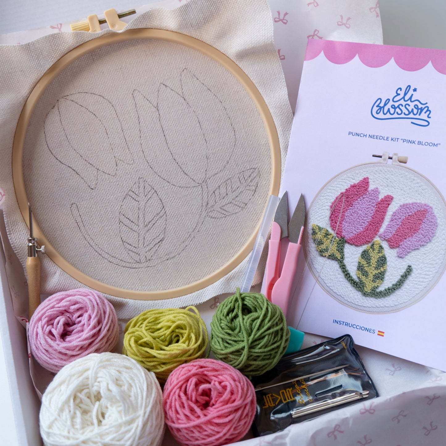 Kit de punch needle "Pink Bloom"