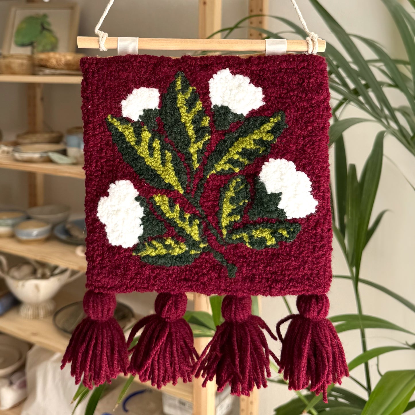 Digital Punch Needle Pattern in PDF – Petals and Leaves mini rug
