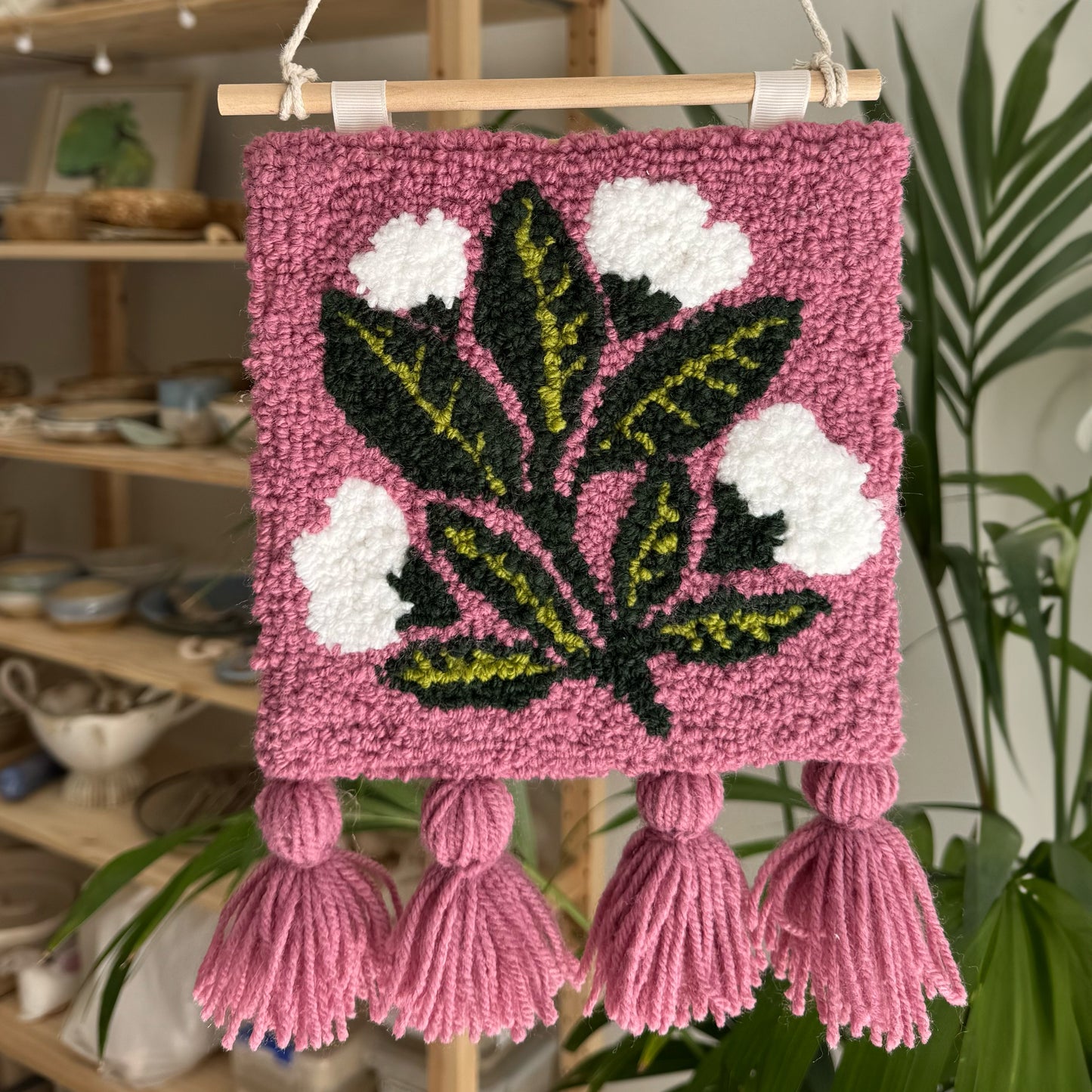 Digital Punch Needle Pattern in PDF – Petals and Leaves mini rug