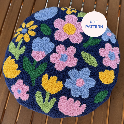 Patrón Digital Punch Needle en PDF — Modern folk flowers