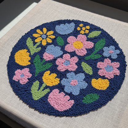 Patrón Digital Punch Needle en PDF — Modern folk flowers