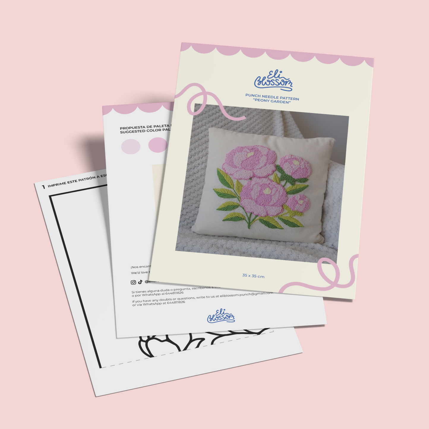 Patrón Digital Punch Needle en PDF — Peony Garden