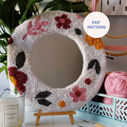 Patrón Digital Punch Needle en PDF — Floral mirror