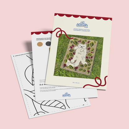 Patrón Digital Punch Needle en PDF — Raspbery garden cat rug