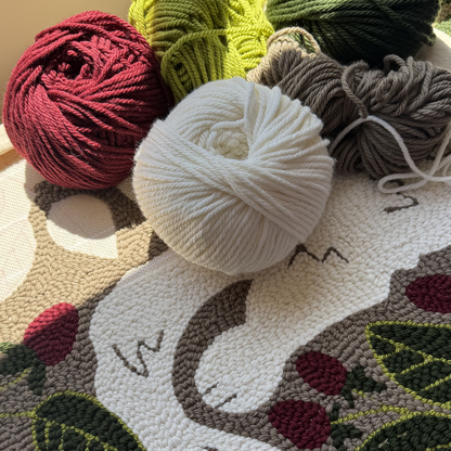 Patrón Digital Punch Needle en PDF — Raspbery garden cat rug