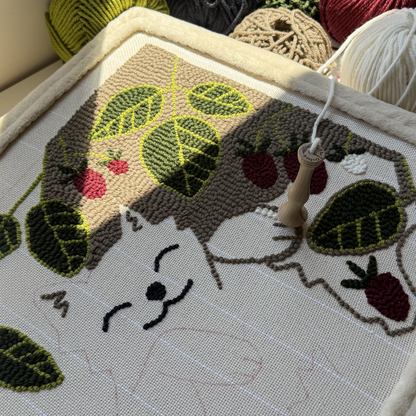 Patrón Digital Punch Needle en PDF — Raspbery garden cat rug
